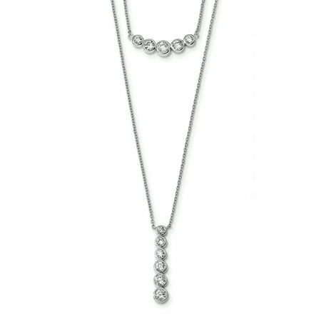 Extension Double Strand Necklace - 925 Sterling Silver Double Strand Cubic Zirconia Cz Chain Necklace Pendant Charm Multi Layer Gifts For Women For Her