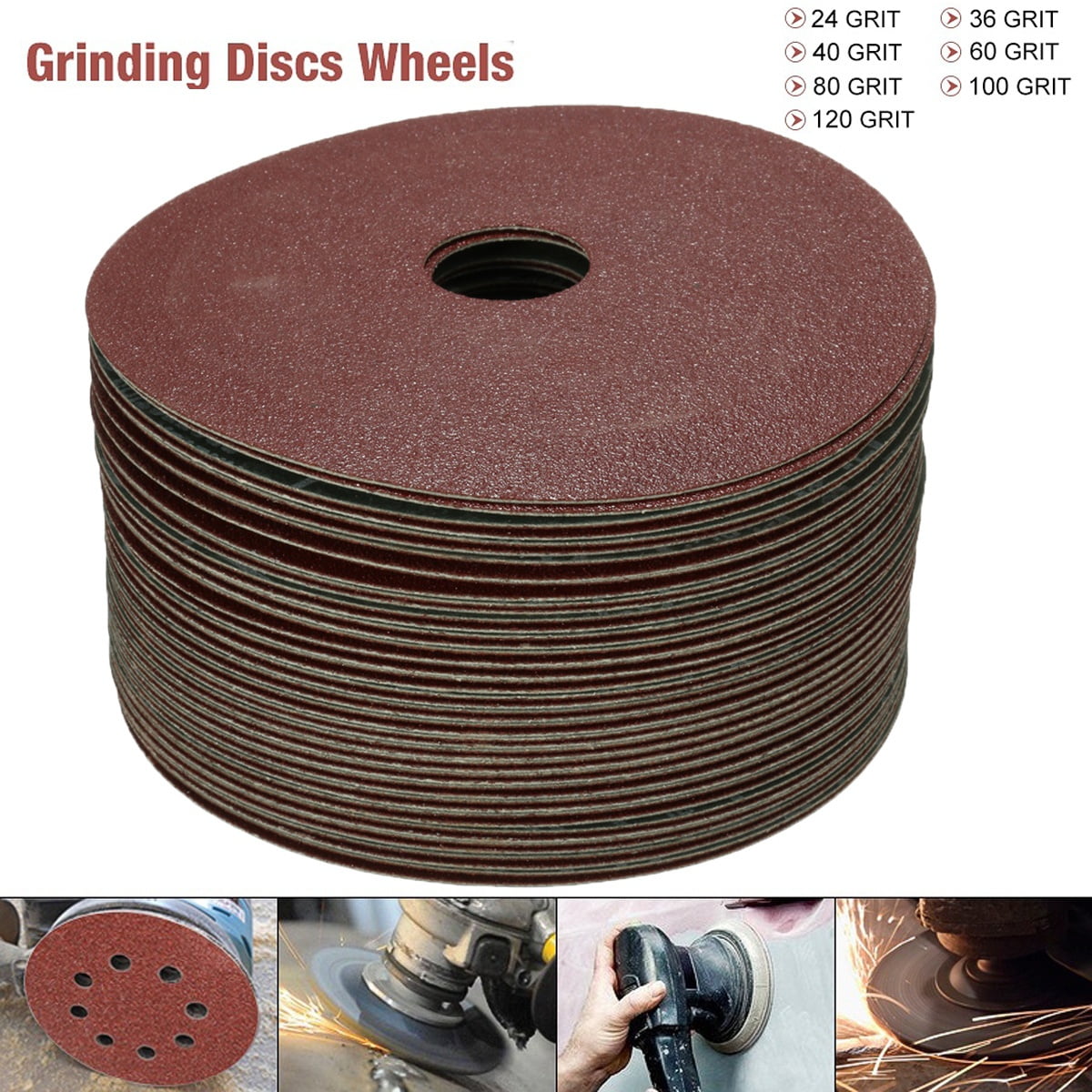 80 Grit 24 x 8 hole Sanding Discs sandpaper 115mm 