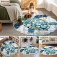 Blue Teal Coastal Round Area Rug 4 FT, Non Slip Indoor Outdoor Rug ...