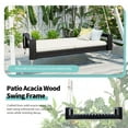 thumbnail image 4 of Harper & Bright Designs Twin Size Porch Hanging Swing Chair, Patio 2 Seater Acacia Wood Swing Frame with Hemp Ropes for Garden Backyard, Black, 4 of 16