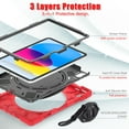 thumbnail image 2 of ELEHOLD Heavy Duty Rugged Case for iPad 10.9" (2022) 10th Generation Three-Layer Protection Foldable Portable 360 Rotating Bracket Kickstand Handle Grip Shockproof Durable Case,Red, 2 of 7