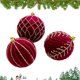 thumbnail image 2 of Bolas de Navidad Adornos para árbol de Navidad Bolas flocadas irrompibles 3 piezas Bolas colgantes pequeñas Bolas flocadas de color rojo vino, 2 of 4