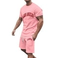 thumbnail image 2 of Short Sets for Men Los Angeles Graphic Short Sleeve Crewneck T Shirt and Shorts 2 Piece Matching Set Mens Summer Outfits, 2 of 5