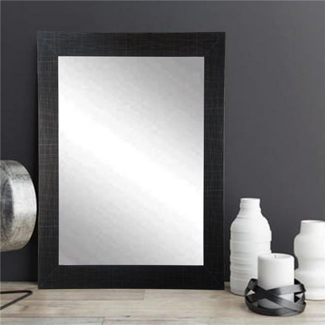 BrandtWorks Wall Mirror, 32" x 38", Flat Scratched Black