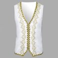 thumbnail image 3 of Oplxuo Men's Floral Embroidery Suit Vest Gothic V Neck Medieval Waistcoat Formal Business Slim Fit Sleeveless Tuxedo Jacket, 3 of 6