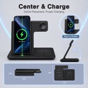 Wireless Charger iPhone Charging Station,3 in 1 Charger Stand Multiple Devices for Apple - iPhone 17 16e 16 15 14 Pro Max 13 12 11 - Watch 11 10 9 8 7 6 5 4 3 2 SE and Ultra Series - Airpods 4 3 Pro