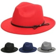thumbnail image 1 of Winter Men Floppy Vintage Solid Color Wide Brim Belt Cap Bowler Fedora Hats, 1 of 8