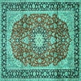 thumbnail image 1 of Ahgly Company Machine Washable Indoor Square Medallion Turquoise Blue Traditional Area Rugs, 6' Square, 1 of 4