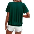 thumbnail image 3 of Camisetas Casuales de Verano para Mujer, Camisetas de Corta con Cuello en V, Camisetas Verde Tinta L, 3 of 7