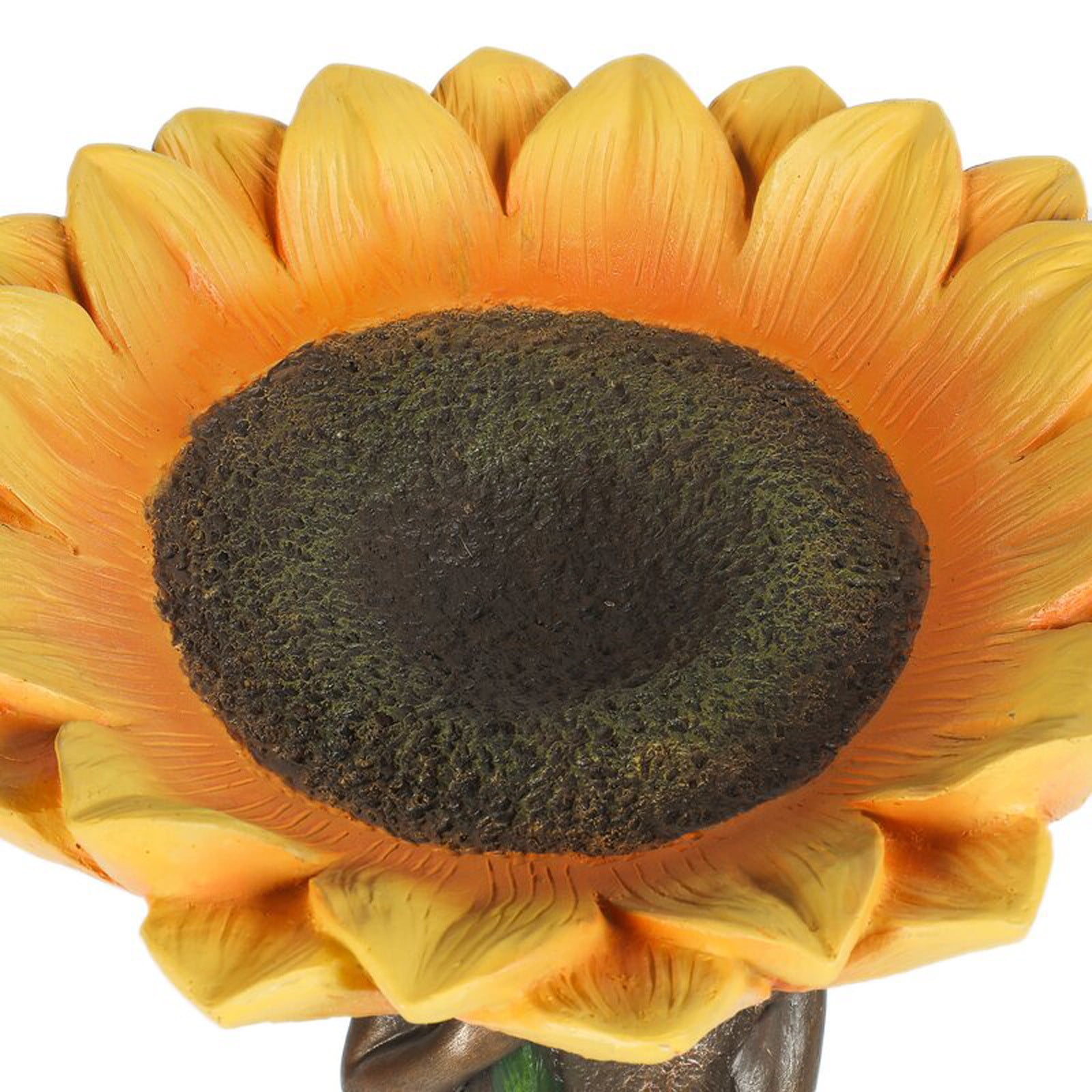 Bird Bath Bowl for Garden, Sunflower Frog Handmade Decoration, Polyresin Big Tree Shape Bird Bath Brown Pedestal Handmade Gifts for Outdoor Home Garden, Yard Lawn Decorations