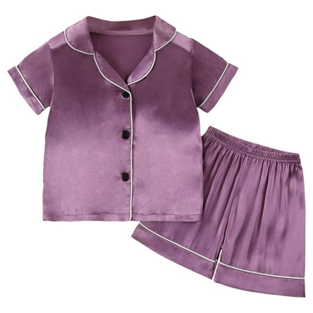 

Girl s Clothes Outfits Casual Baby Toddler Kids Sets Boys And Suit Tracksuit Short Sleeve Indoor Short Sleeve Suit Summer Cartoon Pattern Suit Lovely Playwear Suits Purple 3-4 Years