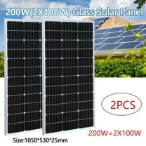 Solar Panel 2PCS Solar Panels 100 Watt 12 Volt, 200W Soalr Panel High Efficiency Monocrystalline PV Module Power Charger Solar Panel for Boat Car RV Motorcycle Marine