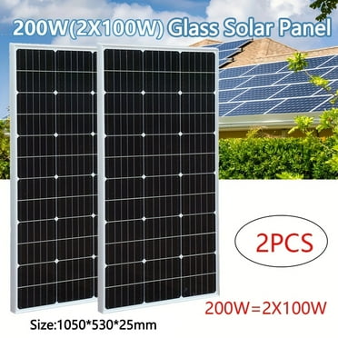 Solar Panel 2PCS Solar Panels 100 Watt 12 Volt, 200W Soalr Panel High Efficiency Monocrystalline PV Module Power Charger Solar Panel for Boat Car RV Motorcycle Marine