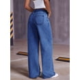 thumbnail image 5 of Women'S Ripped Jeans High Waisted Distressed Baggy Straight Wide Leg Pants XS, 5 of 8