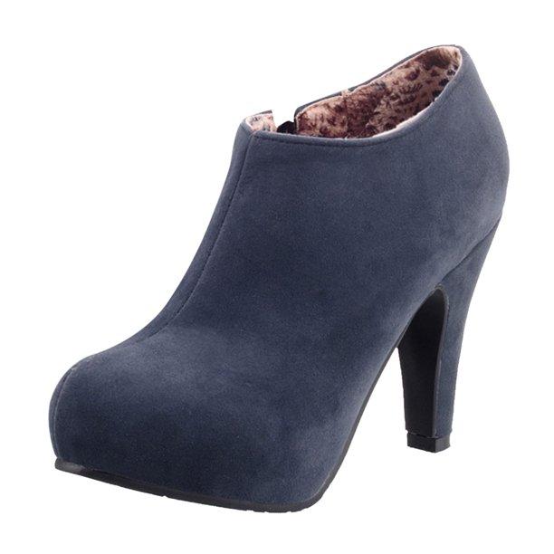 NECHOLOGY Botas Mujer Zapatos Botines para mujer Zapatos de invierno de ante para mujer, botines con cremallera lateral, zapatos de mujer a la moda, botas esmeriladas de tacón (Blue, 6.50)