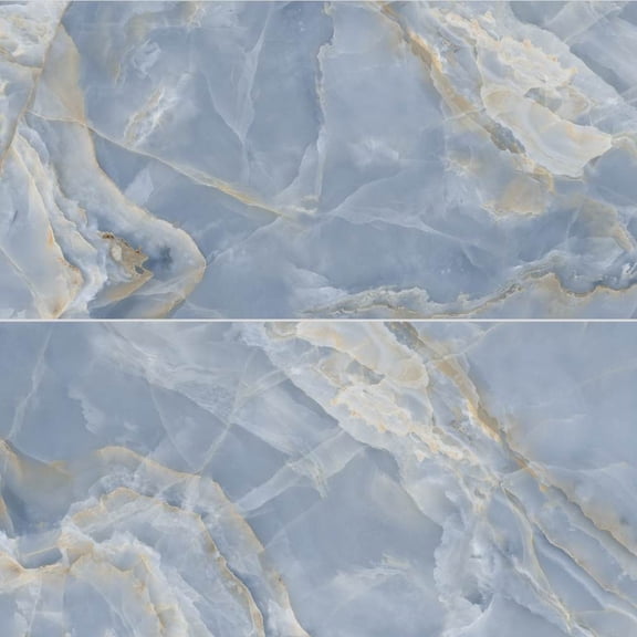 The Tile Life Monarch Jewel 24" x 48" Azul Polished Porcelain Floor and Wall Tile Case of 2