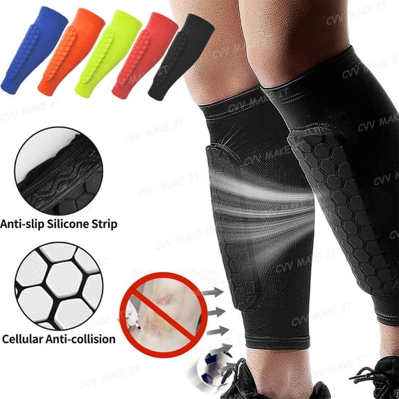 Homeyce Soccer Shin Guards Shin Pads for Kids Youth Adult, Calf Compression Sleeve with Honeycomb Pads, Support for Shin Splint Baseball Boxing Kickboxing MTB,Black L