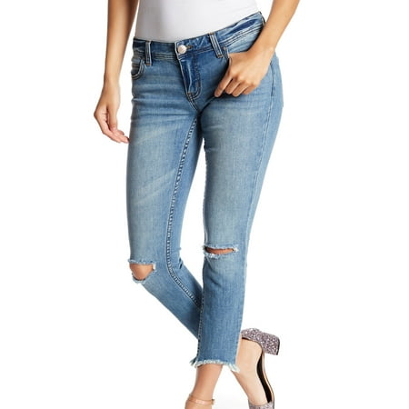 Free People Womens Distressed Skinny Stretch Jeans - Walmart.com