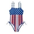thumbnail image 4 of JAJAHO Girls One Piece Swimsuit Floral Print Side Drawstring Spaghetti Strap Full Coverage Ruched Bathing Suit For Kids Teens 7-18Y, 4 of 5