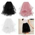 thumbnail image 2 of Elegant Layered Mesh Tulle Long Skirt for Women Irregular Design Midi Length A Line Flared Skirts with Elastic Waistband, 2 of 13