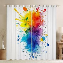 Manfei Art Watercolor Black Out Curtains for Kid, Colorful Splash Splatter Curtains Pack of 2 (42x63 Each), Modern Fashion Abstract Bedroom Curtains, Curtains Blackout Home Decor