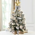 thumbnail image 7 of CZBZ 22in Mini Christmas Tree with Lights, Rose Gold Artificial Small Tabletop Christmas Tree with Flocked Snow, Exquisite Decor & Xmas Decorations for Table Top for Home & Office, 7 of 7