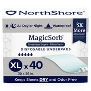 NorthShore MagicSorb Super-Absorbent Disposable Underpads, 30x36 in., X-Large, Case/40 (4/10s)