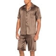 thumbnail image 2 of Ekouaer Men Satin Silk Pajamas Set with Pockets Sleepwear Shorts Satin Summer Loungewear 2 Piece Button Down Set, 2 of 6
