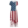 thumbnail image 5 of Cmfcve Women’s 4th of July Patriotic Dress Short Sleeve Round Neck Independence Day Maxi Dresses Flowy A-Line Vacation Dress with Pockets, 5 of 5
