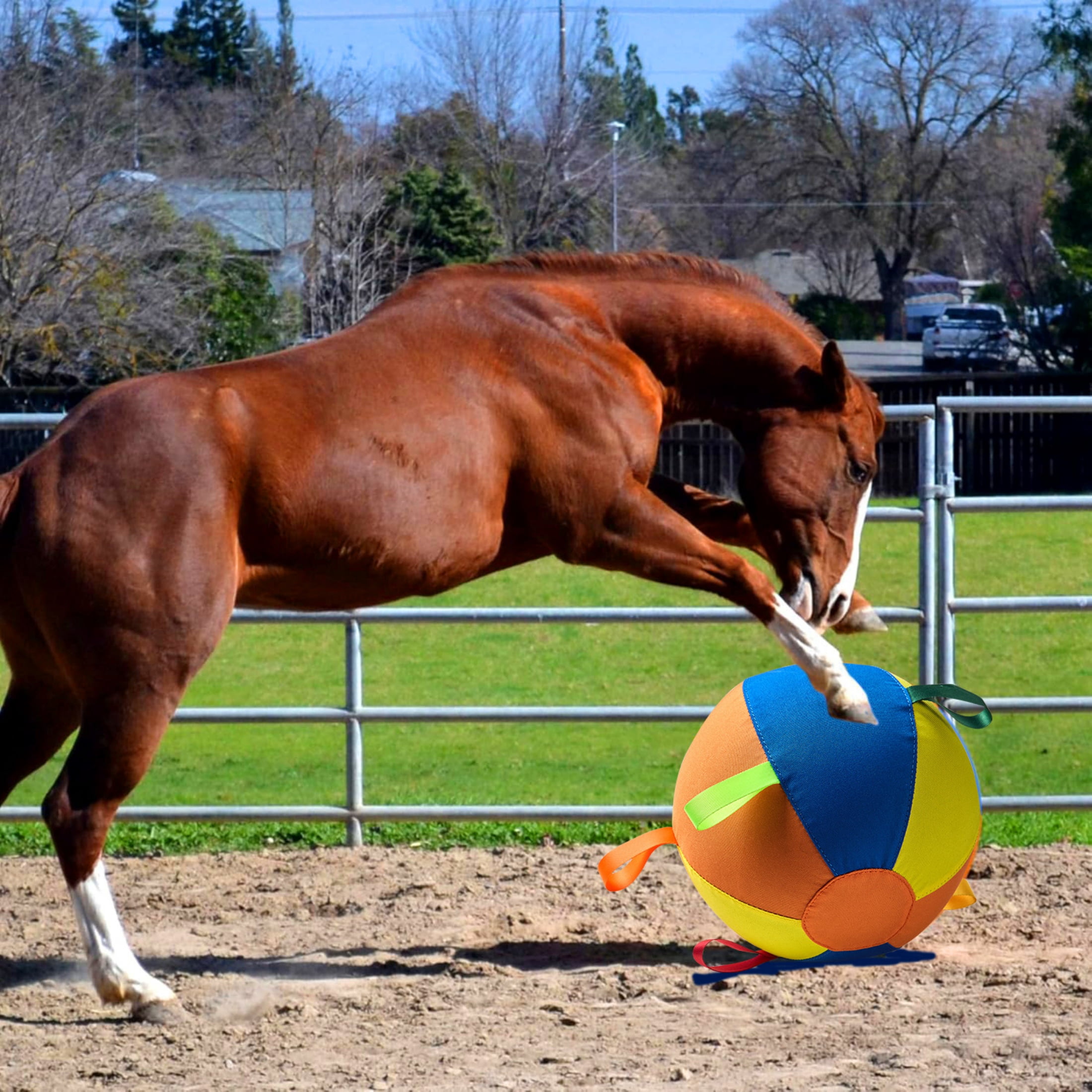 Calming Jumbo Ball for Dogs, Herding Ball Toy for Medium Large Dogs, Tear Resistant Inflatable Exercise Ball with Durable Handle Cover Pump(17.7")
