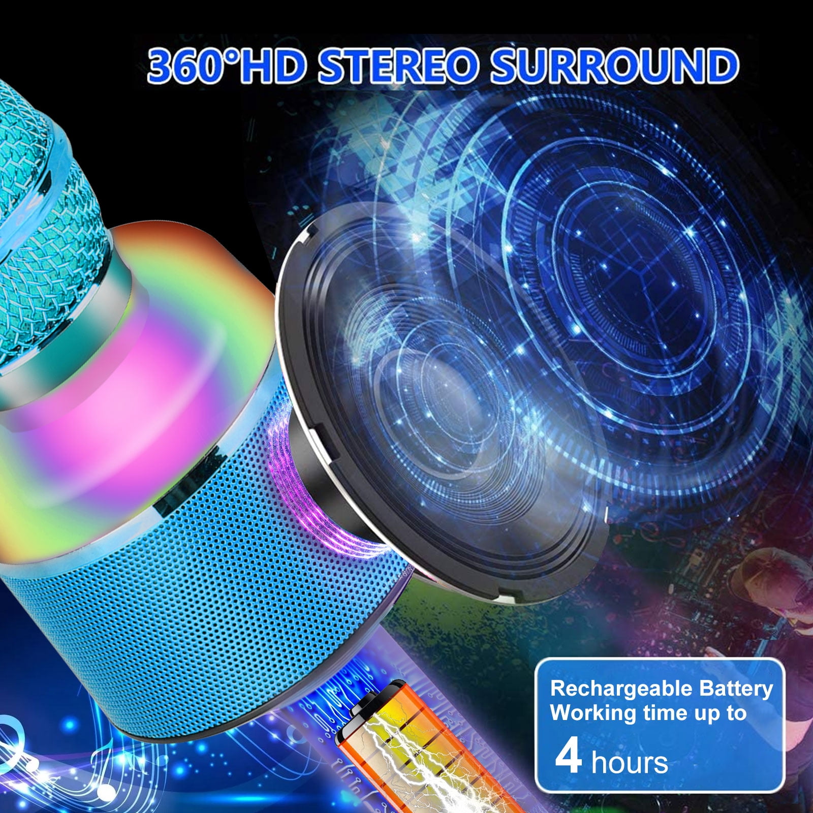LNKOO Karaoke Bluetooth Wireless Microphone , 5 in 1 Portable Singing Machine Speaker for Android/iPhone/PC, Portable Microphone for Kids, Best Gifts Toys for Kids, Girls, Boys and Adults