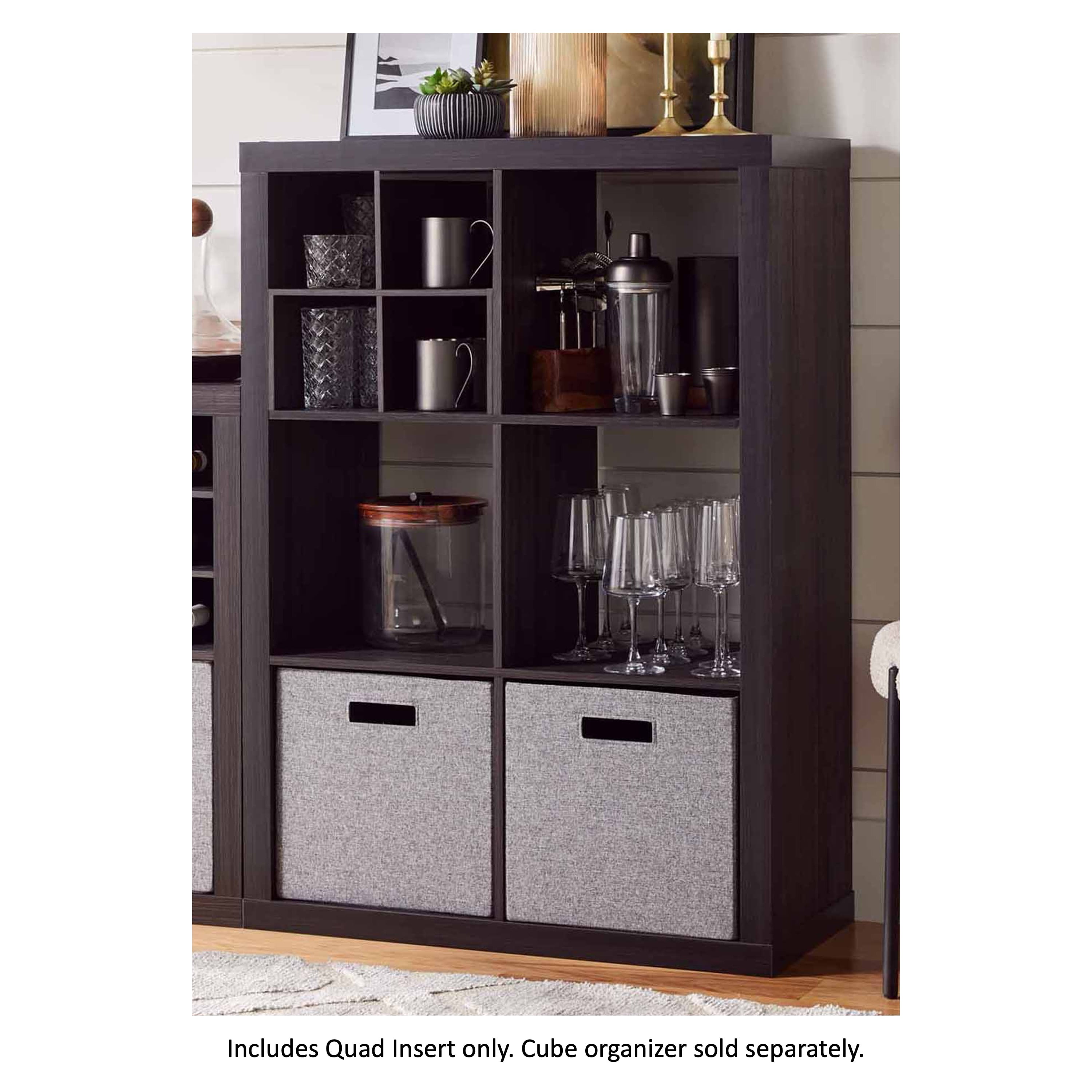 (3 pack) Better Homes & Gardens Quad Shelf Insert for Cube Organizers, Tobacco Oak