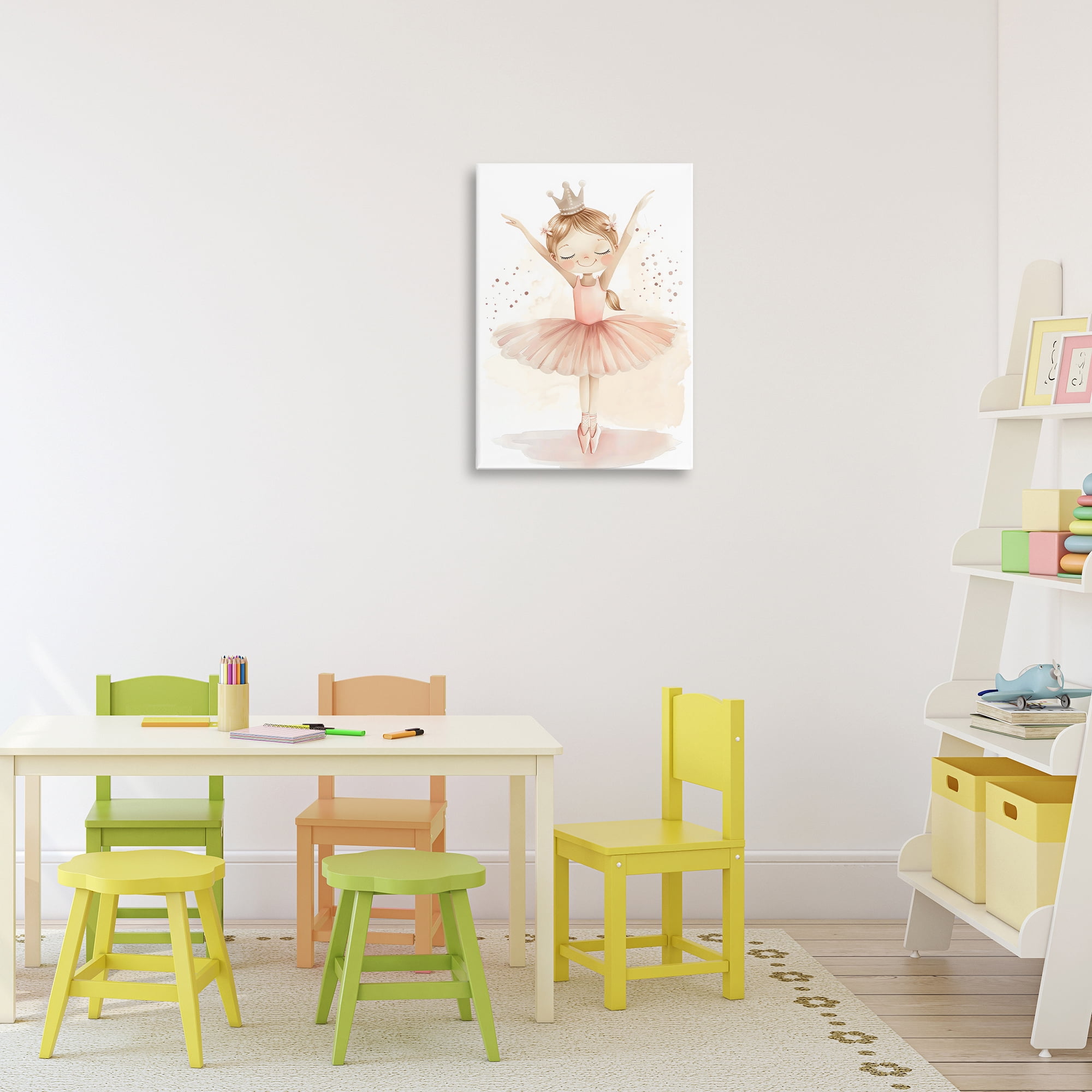 Stupell Industries Crowned Ballerina with Flowers Canvas Wall Art, design by Creative Studio