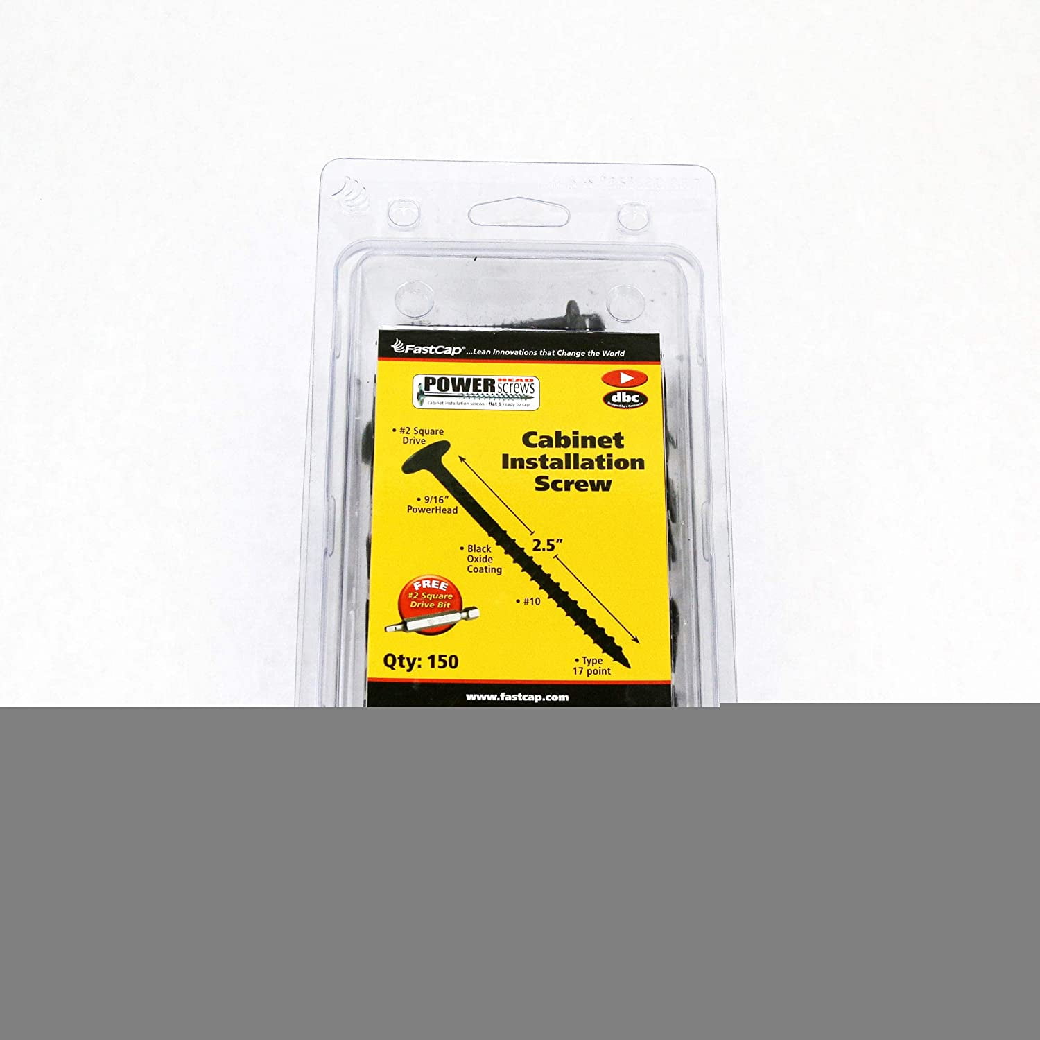 Fastcap PH.BL.2.5" Black PowerHead Cabinet Installation Wood Screws - 150 Pack