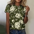thumbnail image 2 of HONHUZH Womens Shirts Clearance 2025 Summer Tops Floral Graphic Crew Neck Blouse Short Sleeve Plus Size, 2 of 5