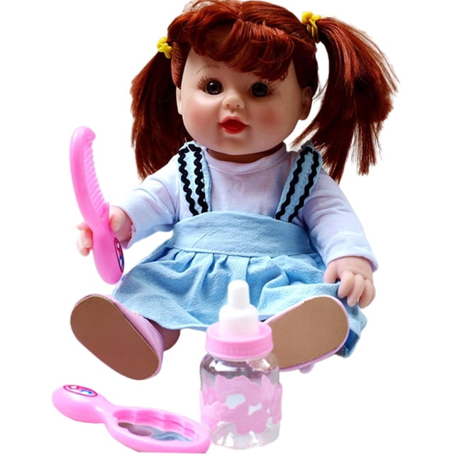 Muñeca de Vinilo con Vestido Espejo Biberón Juguetes Azul Zulema muñeca de silicona