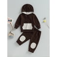 thumbnail image 2 of Bagilaanoe Toddler Baby Boy Long Pants Set Striped Print Long Sleeve Hoodie Pullover Tops + Sweatpants 6M 12M 18M 24M 3T 4T Kids Casual Sweatsuits, 2 of 8