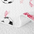 thumbnail image 3 of Feelyou Pink Princess Bow Quilt King for Girls, Cartoon Football Print King Coverlet Set, 3pcs, 3 of 5
