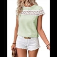 thumbnail image 1 of Blusas Casuales de Mujer con Cuello Redondo, Corta, Holgadas y Caladas Verde S, 1 of 10