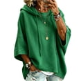 thumbnail image 3 of Textilo Women Pullover Sweaters 3/4 Batwing Sleeve Drawstring Hoodies Hooded Solid Color Pullover Tops 2026 Fall Winter Fashion Lightweight Y2k Clothing,Green XL, 3 of 6