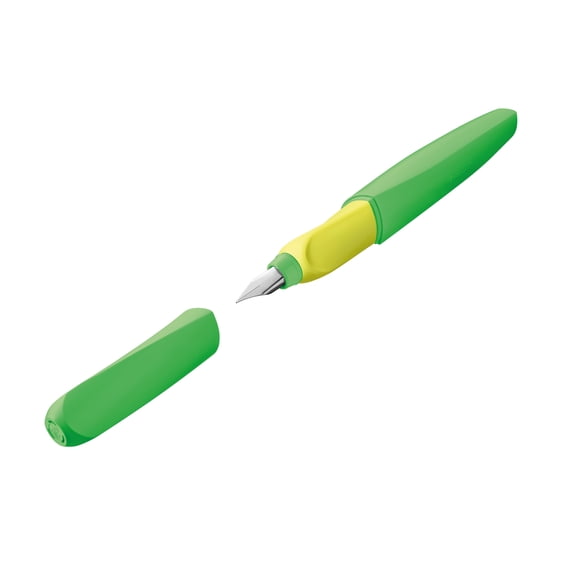 Pelikan Twist Fountain Pen with 2 Ink Cartridges, Medium Nib, Neon Green, Blister Card