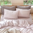 thumbnail image 4 of MooMee Pillowcases 100% Washed Cotton Linen Like Textured Envelope Closure Set of 2 (Grayish Pink, King), 4 of 5