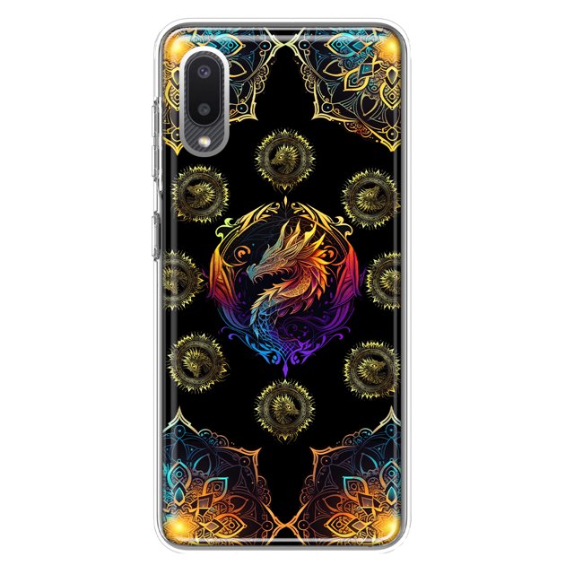 MUNDAZE Samsung Galaxy A02 Shockproof Clear Hybrid Protective Phone Case Mandala Geometry Abstract Dragon Pattern Cover