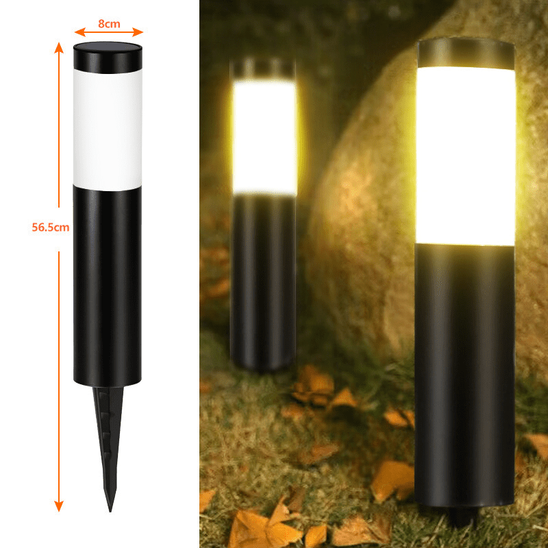Solar pathway lights outdoor, cylindrical garden lights, auto on/off, waterproof, warm white LED