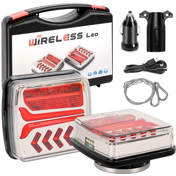 Wireless Led Trailer Lights Magnetic Kit 2 Pack Bluetooth Tail Lights for Tow Boat with Brake Turn Signal,Waterproof Tailing Lights for Truck Trailer Boat Camper RV