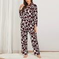 thumbnail image 2 of JUNZAN French Bulldog1 Print Womens Pajama Sets,Long Sleeve Button Down for Women Pjs 2 piece, 2 of 7