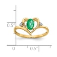 thumbnail image 3 of Real 14kt Yellow Gold Emerald and Diamond Heart Ring Size: 7; for Adults and Teens; for Women and Men, 3 of 5