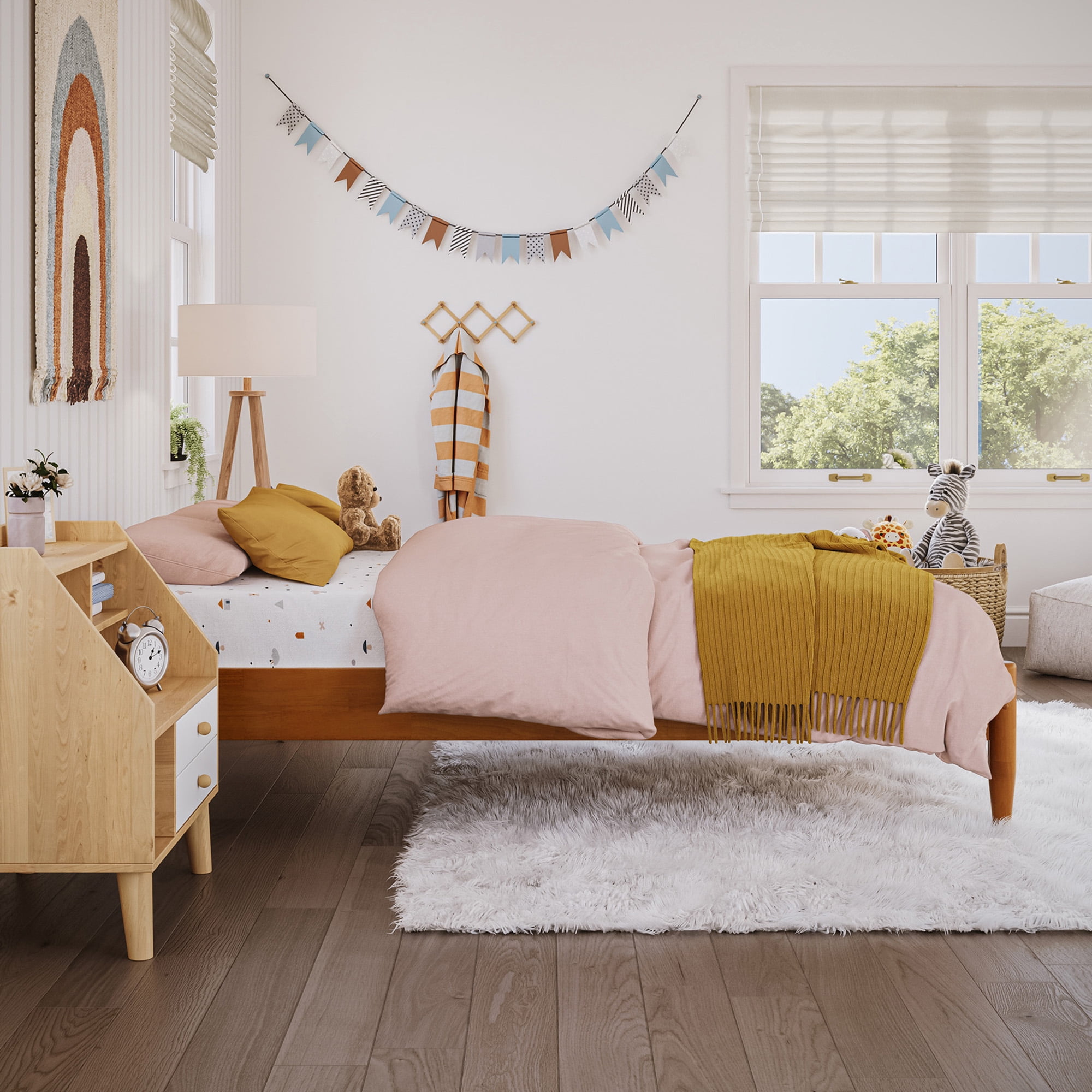 AFI Pasadena 12" Light Toffee Solid Wood Low Profile Platform Bed, Twin
