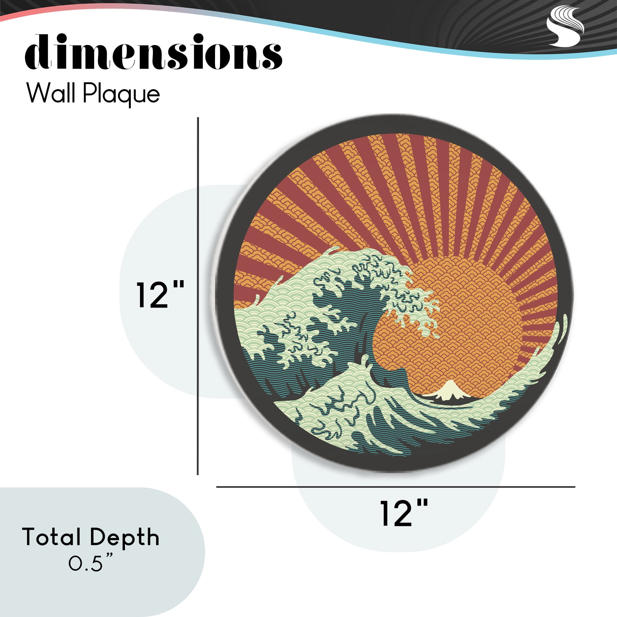 Stupell Industries Retro Detail Kanagawa Wave Circular Wall Plaque, design by Tobe Fonseca