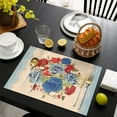 thumbnail image 5 of Linen Placemats Set Of 4 11.8x17.7 Inch,Pioneer Colorful Flowers Fabric Table Mats,Resistant Washable Wipeable Table Mat for Party Kitchen Dining Home Decor, 5 of 6